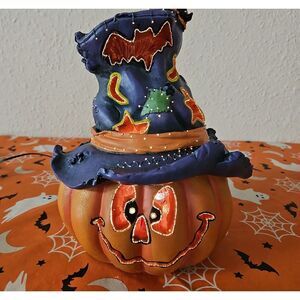 Fiber Optic Light Pumpkin Top Hat Table Decor